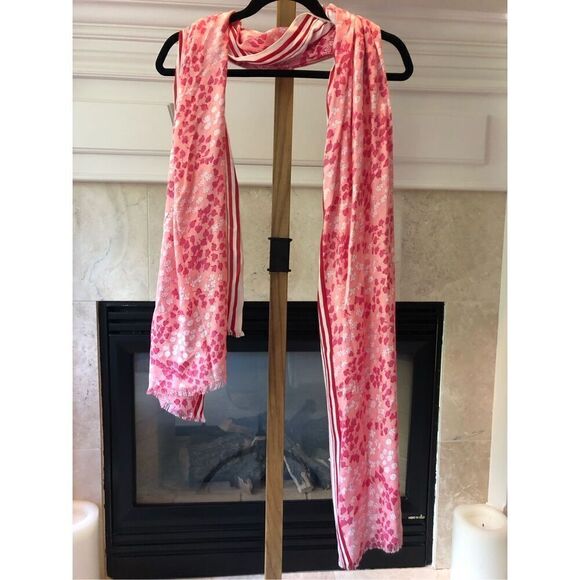Talbots Women’s White and Pink Floral Pattern Design Scarf NWOT - Picture 1 of 7